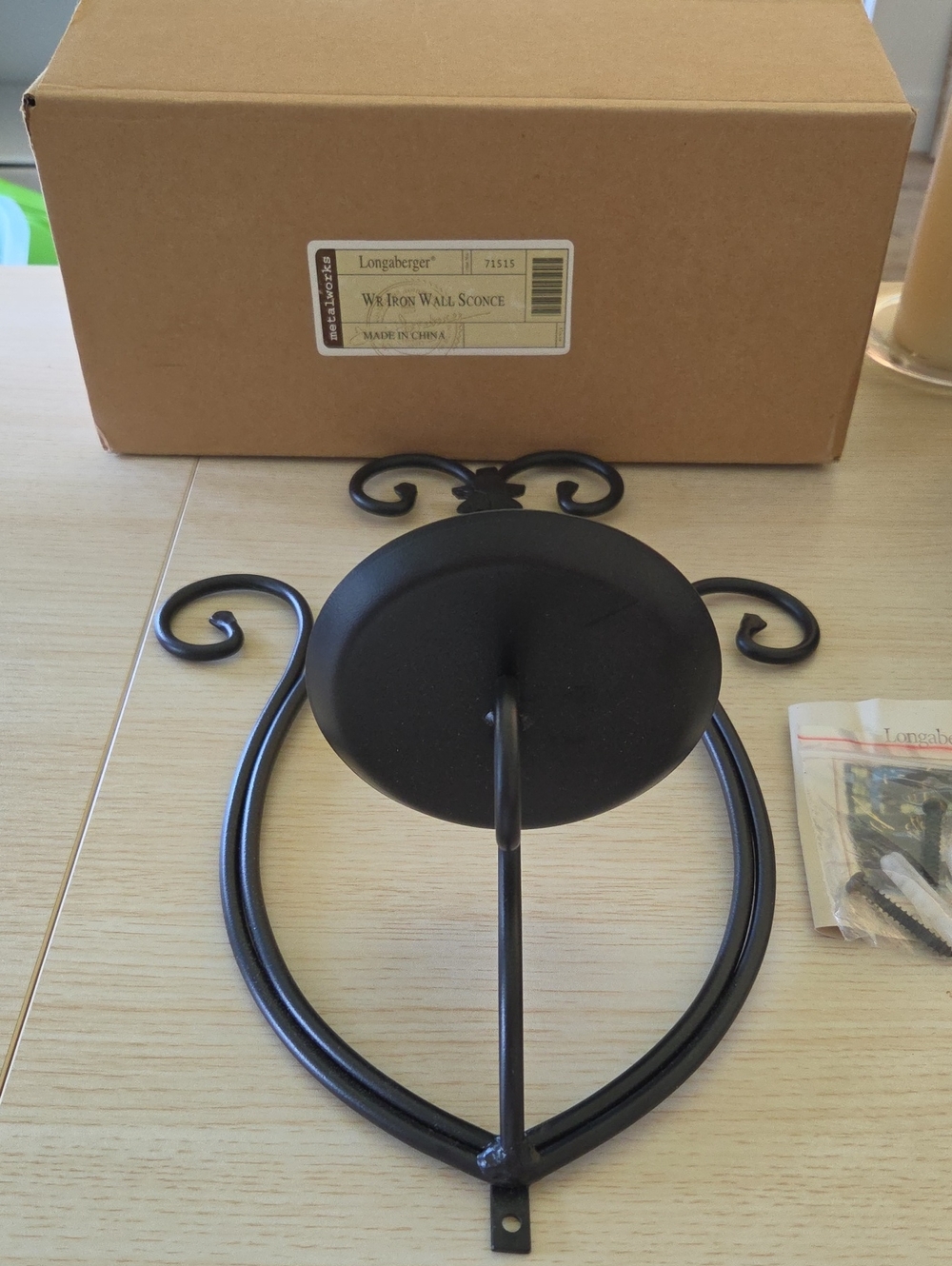 Longaberger Black Wrought Iron Decorative Wall Sconce